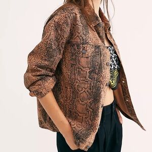 Free People Snake Trucker Jacket